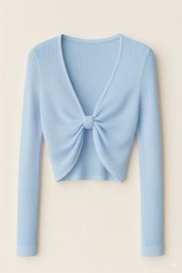 Nouveau design – Pull côtelé léger à manches longues et col en V pour femme, 100 % coton respirant, couleur unie - Product Image 6