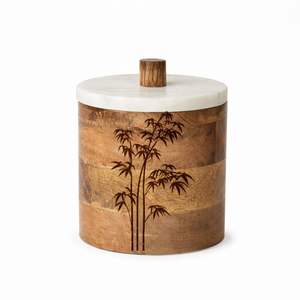 Pot de rangement en bois à succès avec couvercle en marbre, design « La vie est meilleure en Arabie Saoudite », boîte décorative pour la décoration de la maison - Product Image 3