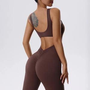 Ensemble de yoga et d'entraînement de gym 100% coton personnalisé, survêtement élégant et ajusté pour femmes, tendance, nouveau design, ensemble 2 pièces respirant - Product Image 2