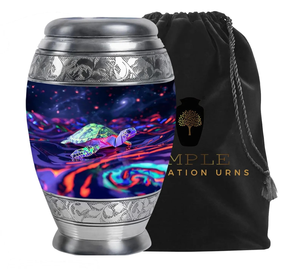 Elegant Meena-Coated Aluminum Cremation <b>Urn</b> <b>Large</b> (220 cu in) & Keepsake (3 cu in) Sizes Premium customize Cremation <b>Urns</b> - Product Image 1