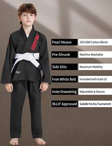 Enfants BJJ Gi Léger Pré Rétréci 350gsm Perle Armure Brésilien Jiu Jitsu Uniforme avec Ceinture Logo Personnalisé Arts Martiaux Kimono - Product Image 2