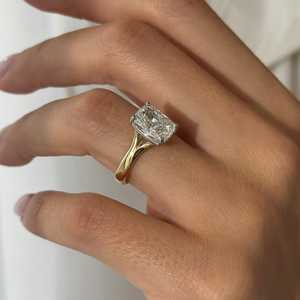 3 Carat Elongated <b>Cushion</b> Lab Grown Diamond Split Shank Solitaire <b>Ring</b>, IGI Certified - Product Image 5