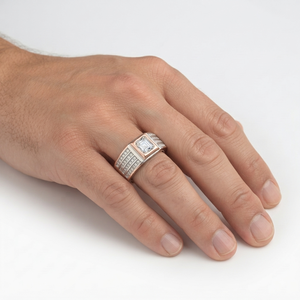 Bague pour homme LILABA ENTERPRISE en or rose 18 carats et or blanc, diamant de laboratoire taille Asscher, clarté F VVS2, certifiée IGI, bijou à porter au quotidien - Product Image 3
