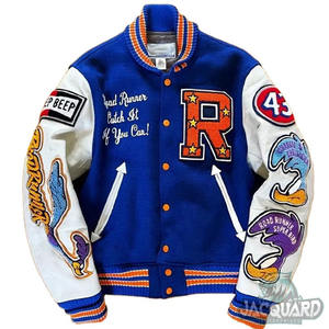 Chaqueta universitaria de calle alta personalizada para hombre, cuerpo de lana bordado de chenilla con mangas de cuero impermeables, de talla grande, temporada de invierno - Product Image 1