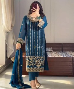 Costumes pakistanais, ensembles de kurta indiens punjabi, vêtements de fête pour femmes, tissu chaud, abaya cousue pour femmes, ensemble haut-bas-dupatta de Dubaï - Product Image 6