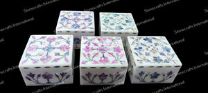 Boîte à bijoux en marbre luxueuse avec incrustation de nacre Design rectangle moderne pour organiser l'affichage de la vente à l'exportation de bijoux - Product Image 6