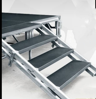 Structure d'escalier de scène en alliage d'aluminium avec main courante et accoudoir, conception modulaire, capacité de charge lourde de 750 kg