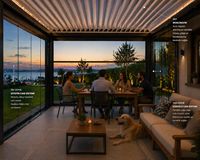 Pérgola Bioclimática Moderna de Lujo para Exteriores, de Aleación de Aluminio con Recubrimiento en Polvo, Resistente al Agua y a la Putrefacción, Ecológica, 5x4, con Techo Ajustable