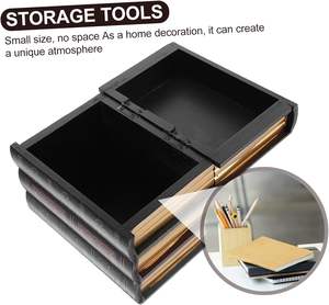 2pcs Livre Décoration Bureau Top Décor Bois Boîtes à Bijoux Faux Stack Designer Books Vintage Jewelry - Product Image 3