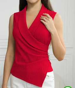 Top informal sin mangas de vacaciones para mujer con borlas y dobladillo de color sólido - Product Image 4