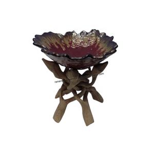 Grand bol à fruits en céramique de luxe support à cinq pattes logo personnalisé bol à fruits technique en métal sculpté pour comptoir de table - Product Image 4