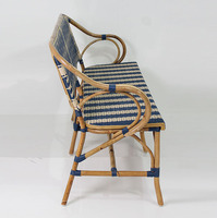 Banc en rotin français bleu Paris, chaise de loisirs moderne pour la maison, le bureau et le salon