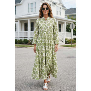 Vestido Maxi Floral para Mujer - Diseño con Cintura Imperio, Volantes y Fruncido, Disponible en Tallas Grandes - Product Image 1