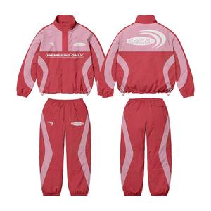 Chaqueta Deportiva Unisex 2025, Color Rojo Personalizado, Algodón Transpirable, Talla Grande, Cortavientos, con Rayas, Cuello Alto, a la Moda - Product Image 3