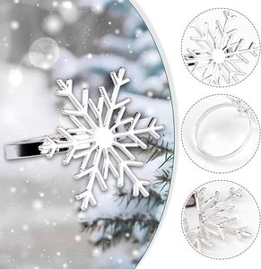 Navidad copo de nieve servilletero anillo Metal servilletero anillo cubierta toalla servilletas vestir Navidad vacaciones para ocasiones especiales - Product Image 2