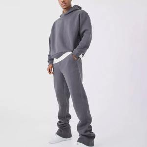 Ensemble de survêtement streetwear pour homme, deux pièces, veste et pantalon, respirant, hiver, à capuche, hip-hop, vêtements de sport, logo personnalisé, vente en gros - Product Image 1