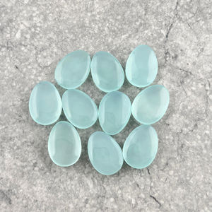 Oeuf d'aigue-marine naturelle de forme ovale en vrac 13x18mm Cabochon Brioleette diamant matériel pour la fabrication de bijoux - Product Image 4