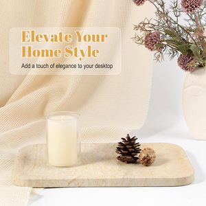 Plateau de vanité moderne en marbre Koville 12x8 pouces, pierre beige naturelle, léger, pour salle de bain, cuisine, comptoir, cosmétiques, parfum - Product Image 3