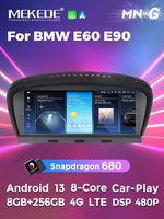 MEKEDE 8.8 Inch Snapdragon 680 8 Core Wireless CarPlay Untuk BMW Seri 3 E90 E91 Seri 5 E60 2004-2011 Stereo Mobil