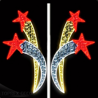 Luminaria LED de Columna/Poste para Calle, Colgante, Montada, Impermeable IP65, Roja, con Motivo de Estrella 2D, para Decoración Navideña Exterior y Paisajismo