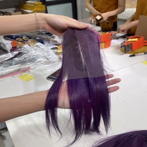 Couleur violette cheveux humains HD dentelle Ombre perruques os droit Style dentelle frontale perruque pour noir vente chaude 100 Vietnam cheveux humains Wo - Product Image 1