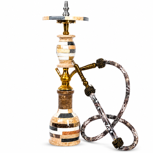 Chicha Farida Giant Marble Luxury avec design moderne en laiton massif - Ensemble complet pour fumer la chicha - Product Image 1