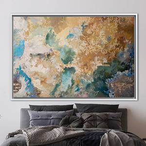 Impression sur toile abstraite moderne aux tons terreux - Décoration murale marron, 1P : encadré blanc - Product Image 1