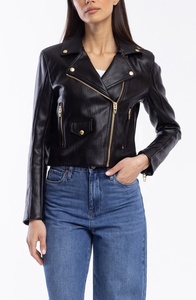 Veste élégante en cuir d'agneau coupe ajustée de haute qualité, idéale pour un usage quotidien Vestes en cuir véritable pour femmes - Product Image 5