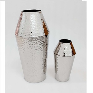 Luxury Irregular Modern Vase Shiny Silver Stainless Steel Customizable Floral Theme Home Office Occasion Decoration - Product Image 2