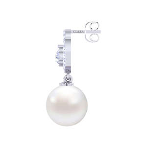 NOVAMART Fine 92.5 Sterling Silver for Swiss Zirconia <b>Pearl</b> <b>Earrings</b> Gift Women and Girls Wholesale Export - Product Image 4