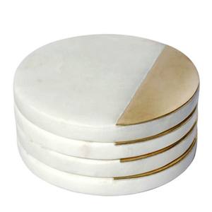 White Marble Coaster Semi Precious Stones Floral Inlay Handmade Work Marble Pattern Coasters Absorbent Stone Coaster - Product Image 2