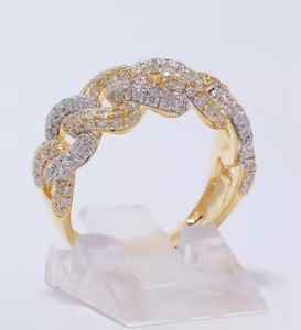 Miami Cuban Diamond Ring 14K Oro sólido Half Eternity Band Iced Out con auricular Lab Grown Diamonds Regalo DEL DÍA DE LA MUJER - Product Image 4