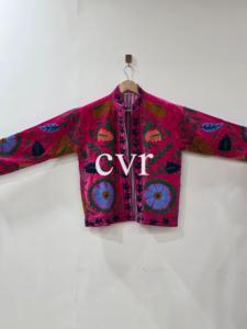 Uzbek Outerwear Hand Embroidered Eco-Friendly Suzani Velvet Handmade Velvet Suzani Women's Luxury <b>Coat</b> Winter Boho for Party We - Product Image 2
