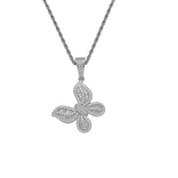 Collier pendentif papillon en cuivre entièrement serti de zircone cubique, bijoux hip-hop pour femmes, mode Y2K, vente au détail et marque privée