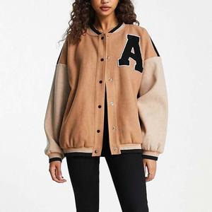 แจ็กเก็ตมันสำหรับผู้หญิงเสื้อแจ็กเก็ตเบสบอลแขนเสื้อขนสัตว์ดีไซน์ใหม่เสื้อผ้าแฟชั่นทันสมัย - Product Image 6