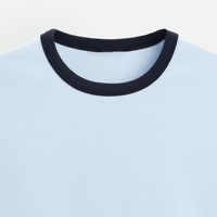 T-shirt court décontracté pour homme, col rond, coupe classique, en tissu côtelé contrastant de qualité supérieure, 300g, uni, respirant, lavé, anti-plis, anti-bouloches