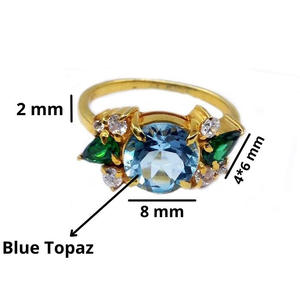 Designer 925 Sterling Silver Gold Plated Blue Topaz Chrome Diopside Gemstones Women Wear <b>Adjustable</b> <b>Rings</b> - Product Image 2