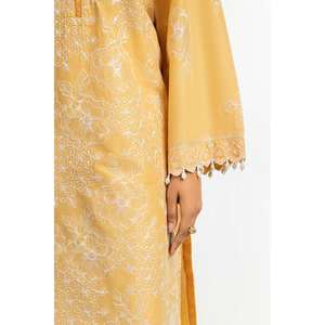 Traje de Verano de 3 Piezas para Mujer, Color Mostaza, Bordado, para Jardín - Product Image 1