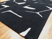 Tapis en laine de style marocain fait à la main noir et blanc lavable et rembourré pour salon chambre à manger et chambre d'enfants