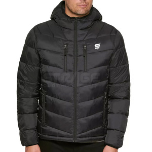 Meilleur prix, nouveau stock, veste matelassée en toile à capuche pour homme, haute qualité, écologique, légère, hiver, logo avant, nylon/polyester - Product Image 1