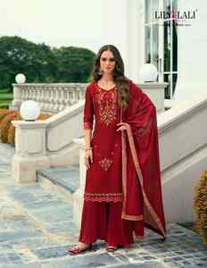 Ensemble Kurti Pant & Dupatta en Soie Vichitra de Qualité Supérieure, Broderie à la Main Très Fantaisie et Tendance pour Adultes en Promotion - Product Image 4