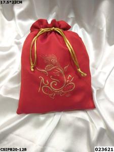 กระเป๋าหูรูดผ้าซาตินผ้าฝ้ายและปอกระเจาพิมพ์โลโก้แบบกำหนดเองพิมพ์ลายสีชมพูสดใสพร้อมสายทอง - Product Image 6