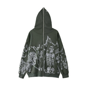 Sudaderas con cremallera de cara completa desgastadas para hombre al por mayor ropa pulóver lavado ácido sudaderas con cremallera de cara completa - Product Image 5