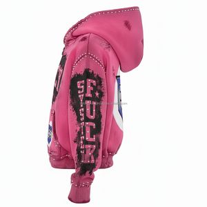 เสื้อมีฮู้ดมีซิปมีซิปผ้าคอตตอนลายพิมพ์โลโก้ DTG และสตั๊ดดีไซน์แบบธรรมดา370หนัก - Product Image 5