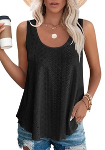 2024 Damen Tank Tops U-Ausschnitt Casual Weste Dolphin Hem Casual Flowy Sommer Ärmellose Tunika T. Shirts <span class=keywords><strong>Stylist</strong></span> und trend ige T, Shirt - Product Image 3