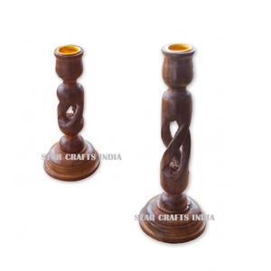 Ensemble de bougeoirs décoratifs vintage design en bois et métal Bougeoir pilier antique à bas prix pour table de mariage Autres - Product Image 4