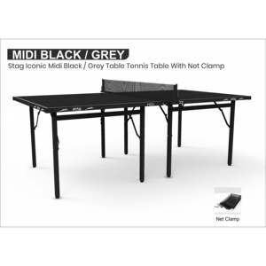 Table de tennis de table professionnelle Stag Iconic Midi Series, taille standard, utilisation intérieure/extérieure, matériau MDF, 25 mm, pliable. - Product Image 1