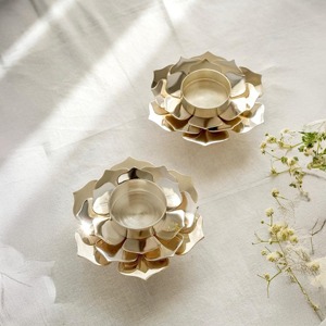 Golden Floral <b>Candle</b> Holder Elegant Table Centerpiece Stylish Decorative Accent Romantic And Festive Home Display - Product Image 2