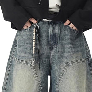 Pantalones vaqueros ajustados para hombre, ropa de calle informal, pantalones cortos de alta calidad para hombre, logotipo personalizado transpirable - Product Image 5