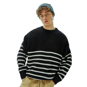 Pull surdimensionné personnalisé Pull-over Pull en tricot à col ras du cou pour hommes respirant avec conception de logo personnalisé Pull ample pour hommes - Product Image 1